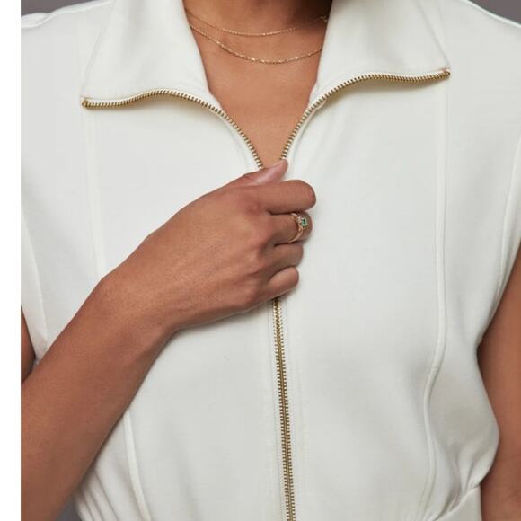 Varley Rosannah Zip Dress Egret Gold Zip Sporty Chic Athleisure Minimalist Sz M - Picture 5 of 9